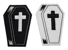 Coffin Embroidered Applique Iron On Patch 2.2"x3" Cross Halloween Trick Or Treat