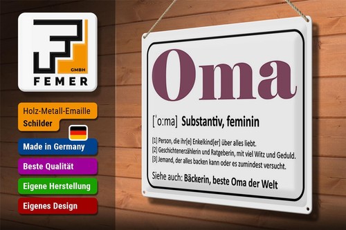 Blechschild Spruch 40x30cm Oma Bäckerin beste Oma Welt - Picture 3 of 5