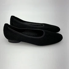 Stuart Weitzman Nicco Ultra Suede Black Perforated Slip On Ballet Flats Size 6