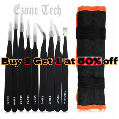 #ad 10pc ESD Tweezers Precision Set Stainless Steel For Electronics amp; Jewelry Repair $9.60