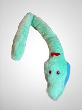 Vintage Stuffed Animal Blue Snake Retro Plush Toy Figurine EUC