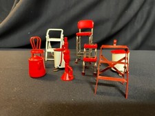 Vintage Metal Red White Dollhouse Kitchen Lot LOT 68