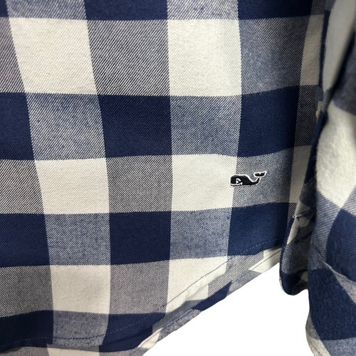 Vineyard Vines Flannel Shirt Womens Size 0 Blue Button Up Buffalo Check Relaxed - Picture 6 of 12
