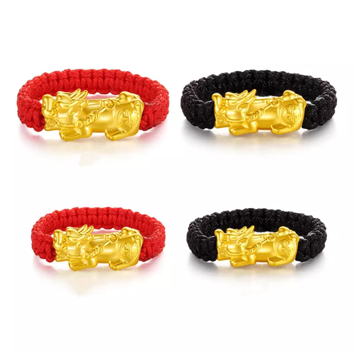1pcs Pure 999 24K Yellow Gold Men Women 3D Wealth Dragon Pixiu Ring Us Size:4-12 - Picture 2 of 4