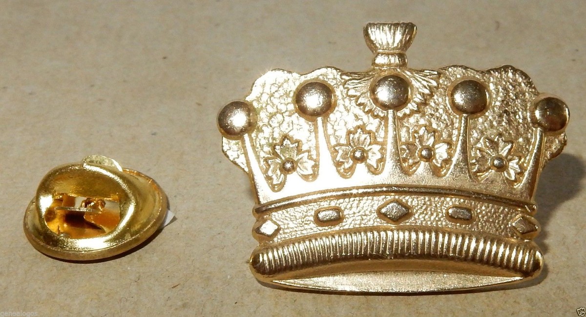 Pin's Broche Couronne Comtale En Métal Doré - Bijou Fantaisie Vintage - Occasion
