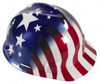 MSA 10052945 Hard Hat: Class E, 4-Point Suspension Polyethylene, Slotted
