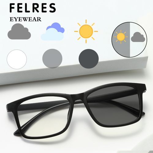Full Frame Square Photochromic Myopia Glasses Men Outdoor Nearsighted Sunglasses - Picture 4 of 14