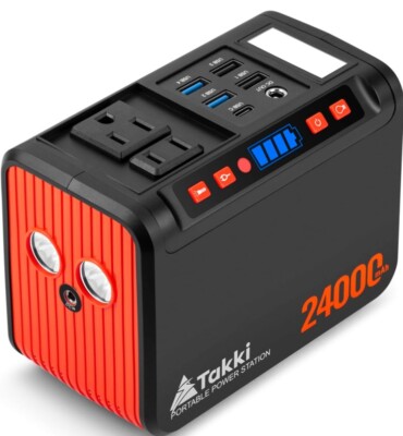 Portable Power Station 88Wh Power Bank With 110V AC DC USB Ports &LED Flashlight