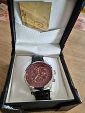 Königswerk Herren-Armbanduhr rotes Ziffernblatt 8 Diamanten Sammlerstück 