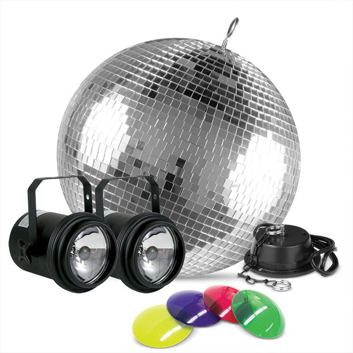 Дискотечный зеркальный шар Eliminator American DJ M-502EL 12 с мотором + Точечные светильники + Цветные гели