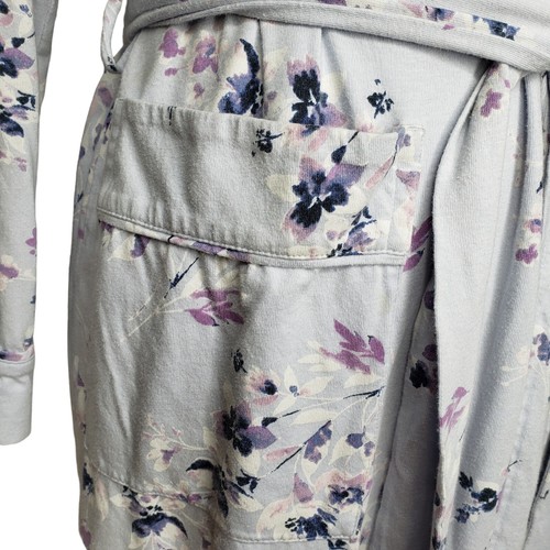 J Jill Sleep Robe Small Ultrasoft Belted Blue Floral Pockets Cotton Blend L/S - Picture 4 of 7