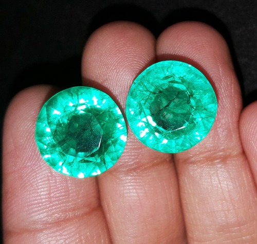 Loose Gemstone 8-10 Ct Natural Emerald Pair Certified Colombian Emerald Gem A05