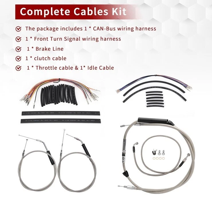 TIGERSGATE 14" Sportster Handlebar Extended CAN-Bus & Front Turn Signal Wiring - Image 3 of 4