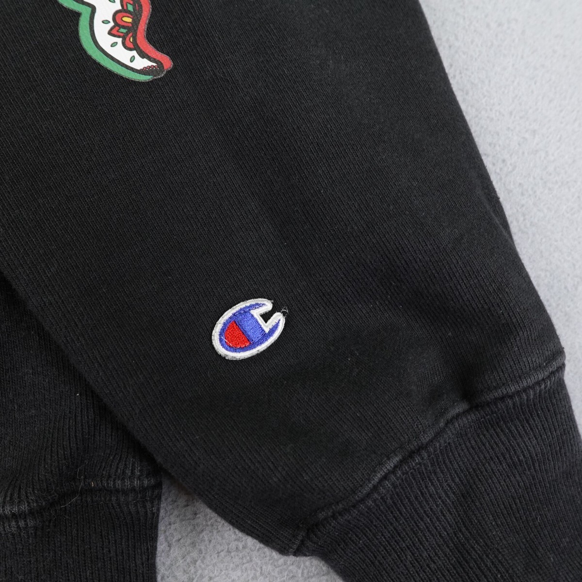 Champion Hoodie Mens Small Black Mexico Mexican Flag Reverse Weave