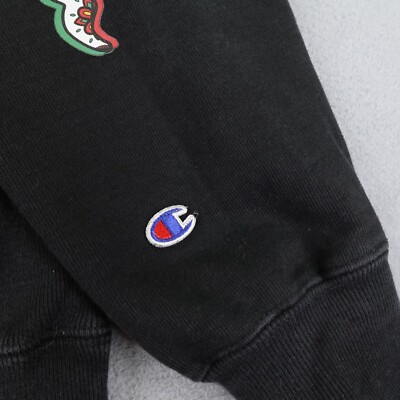 Champion Hoodie Mens Small Black Mexico Mexican Flag Reverse Weave