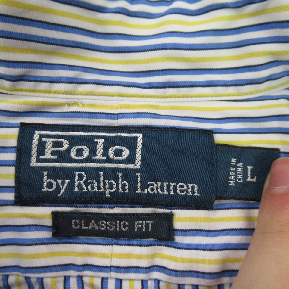 Polo Ralph Lauren Shirt Mens Large Long Sleeve Cotton Stripes Lightweight - Image 3 of 4