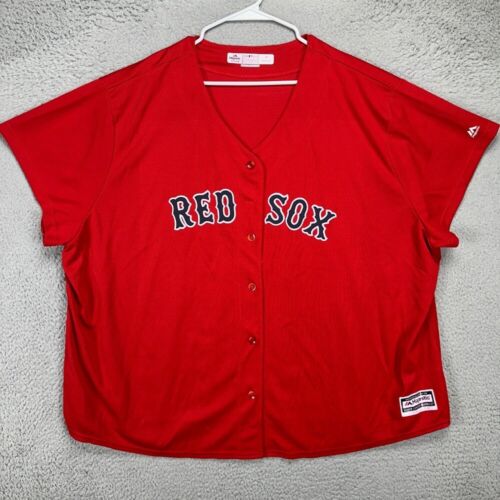 Boston Red Sox MLB Jersey Shirt Womens 4X Plus Red Button Up Cool Base Majestic
