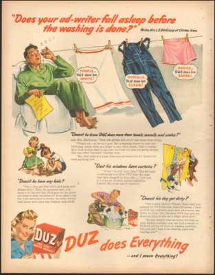 1946 Vintage ad for Duz detergent`retro box Clothing art cartoon     091718