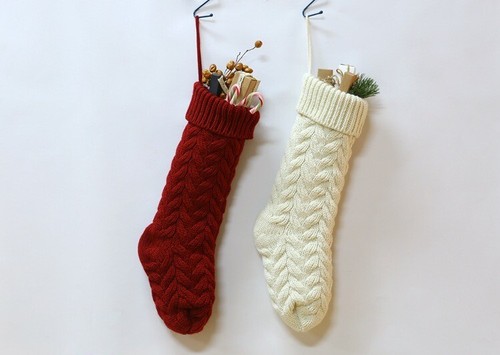 Plüsch Weihnachten Zopfmuster Strumpf 18 Zoll groß USA, Christbaumschmuck - Bild 14 von 15