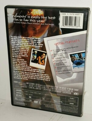 MEMENTO DVD THRILLER MYSTERY MOVIE CHRISTOPHER NOLAN GUY PEARCE
