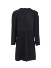Giorgio Armani Black Paneled Collarless Silk And Wool-blend Coat Size It 40 /uk