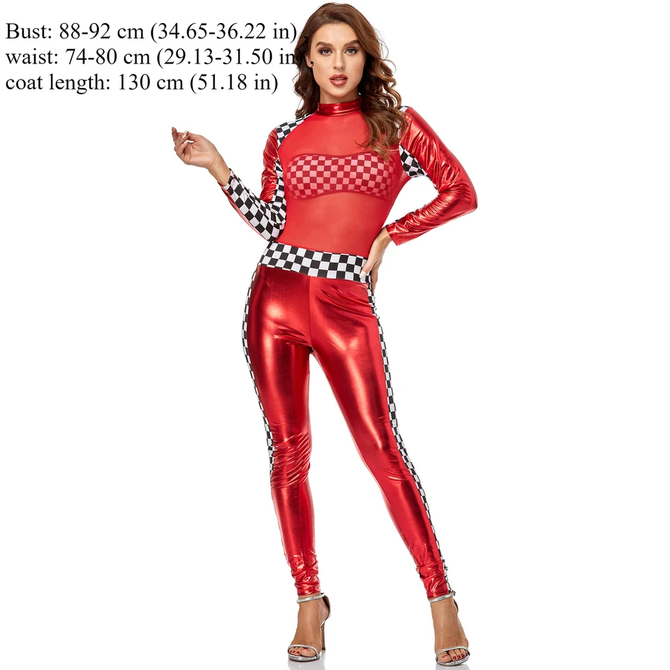 Sexy Uniformes de Porristas Mono Halloween COS Locomotora Carreras Traje Disfraz Foto 2 de 4