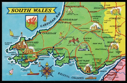 Map of South Wales Postcard - 第 1/2 張圖片