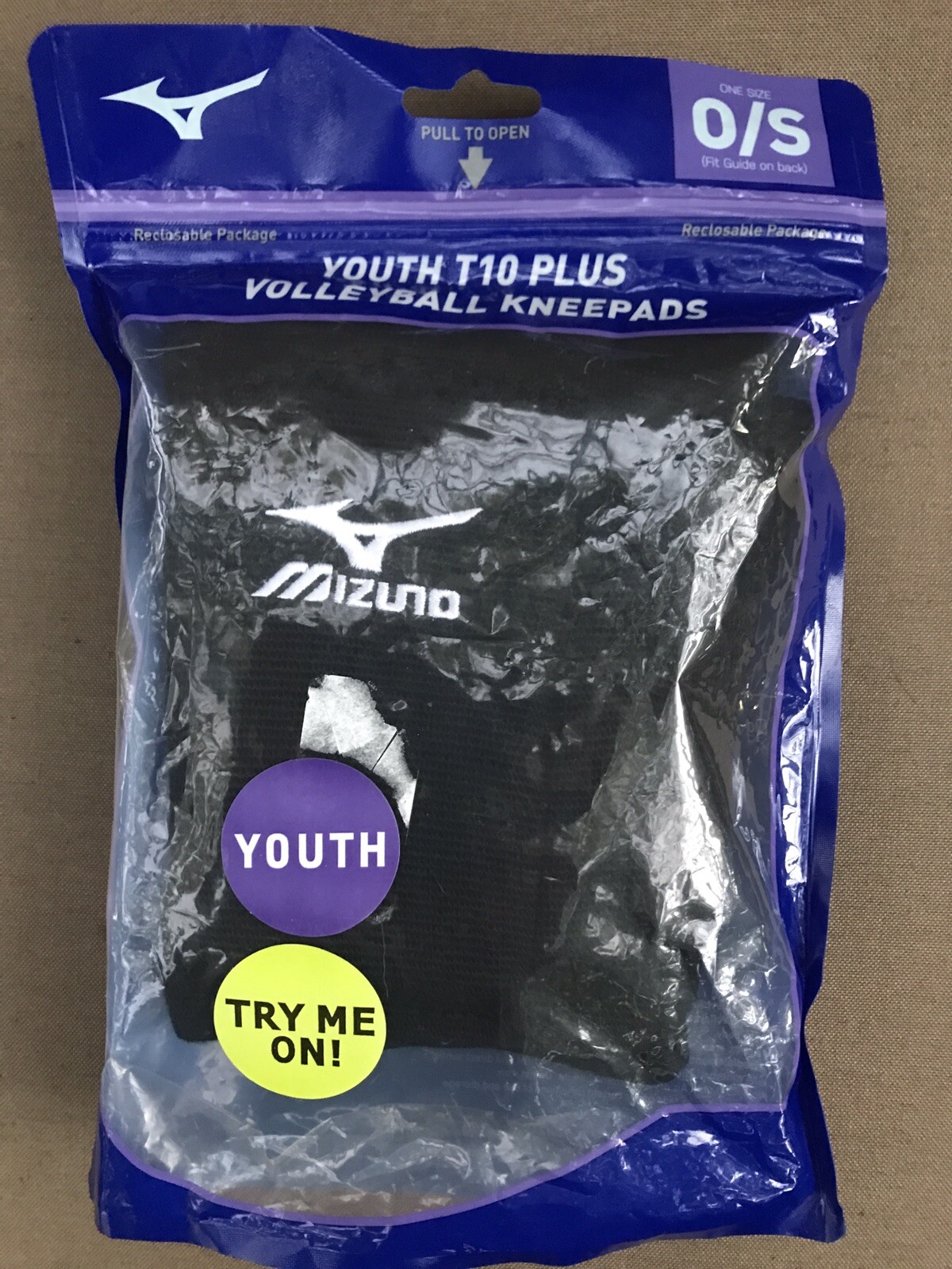 Mizuno MZT10 Plus Youth Black Polyester Pull On Volleyball Kneepad x2