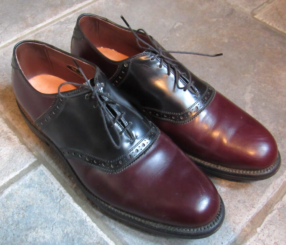 Allen Edmonds Leather Oxford Dress Shoes Men’s Size 10 Burgundy & Black Allen Edmonds Polo Burgundy Black SADDLE LEATHER Oxfo… - Gem main image 2