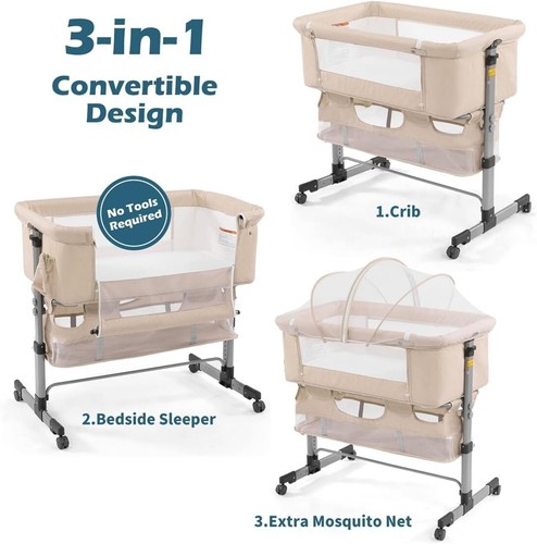 Adjustable Height Portable Baby Crib with Mosquito Net - Easy Installation - Picture 9 of 11