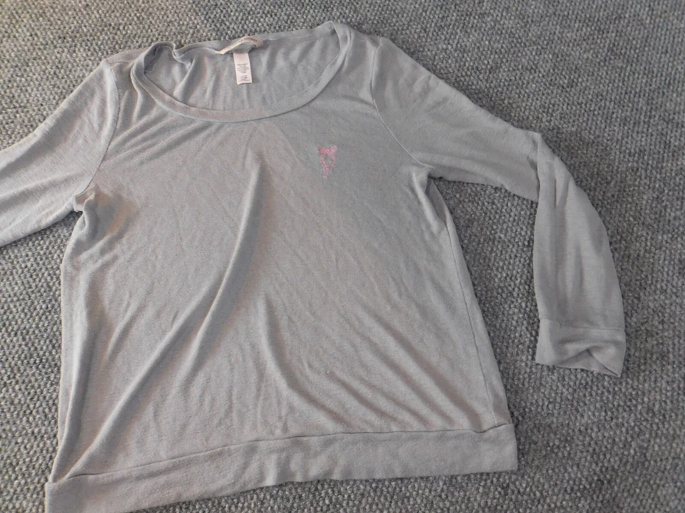 Victoria's Secret Mujer Top Pequeño Gris Jersey Elástico Logo Belleza Foto 2 de 4