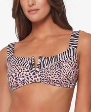 Sanctuary Pretty Exotic V-Wire Bralette Bikini Top Pink Size Large