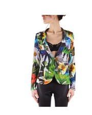 Desigual Mesh Multicolor Floral Flowers Lightweight Blazer Jacket Size 44