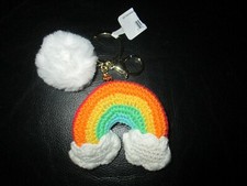 Large Knitted Rainbow Keychain Key Chain Ring Purse Charm Shaped Unique Rare