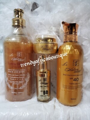 4pcs. LE Asianwhite  Shower gel, lotion. Serum & Face Cream anti aging set