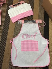KIDS CHEF APRON AND HAT SET Play Cookware Pink or Blue