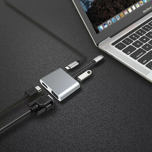 Cavo Adattatore 4 in 1 Tipo C a HDMI 4K 2K Tipo C a HDMI VGA 3.0 USB C PD HUB U - Foto 2 di 7