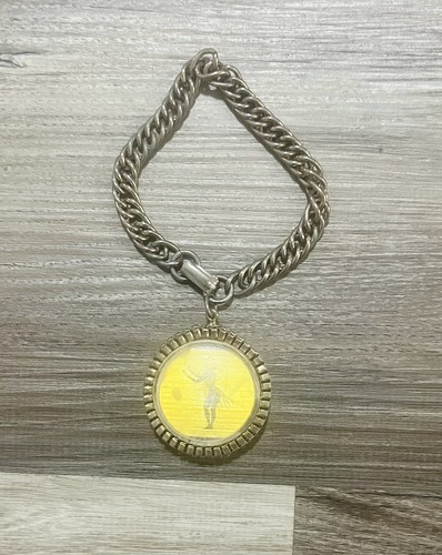 Portachiavi giocattolo vintage lenticolare sfarfallio hula ragazza catena metallo