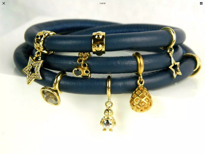 Endless jewelry by J. Lo Triple Leather Wrap Charm Bracelet 7.5  57cm