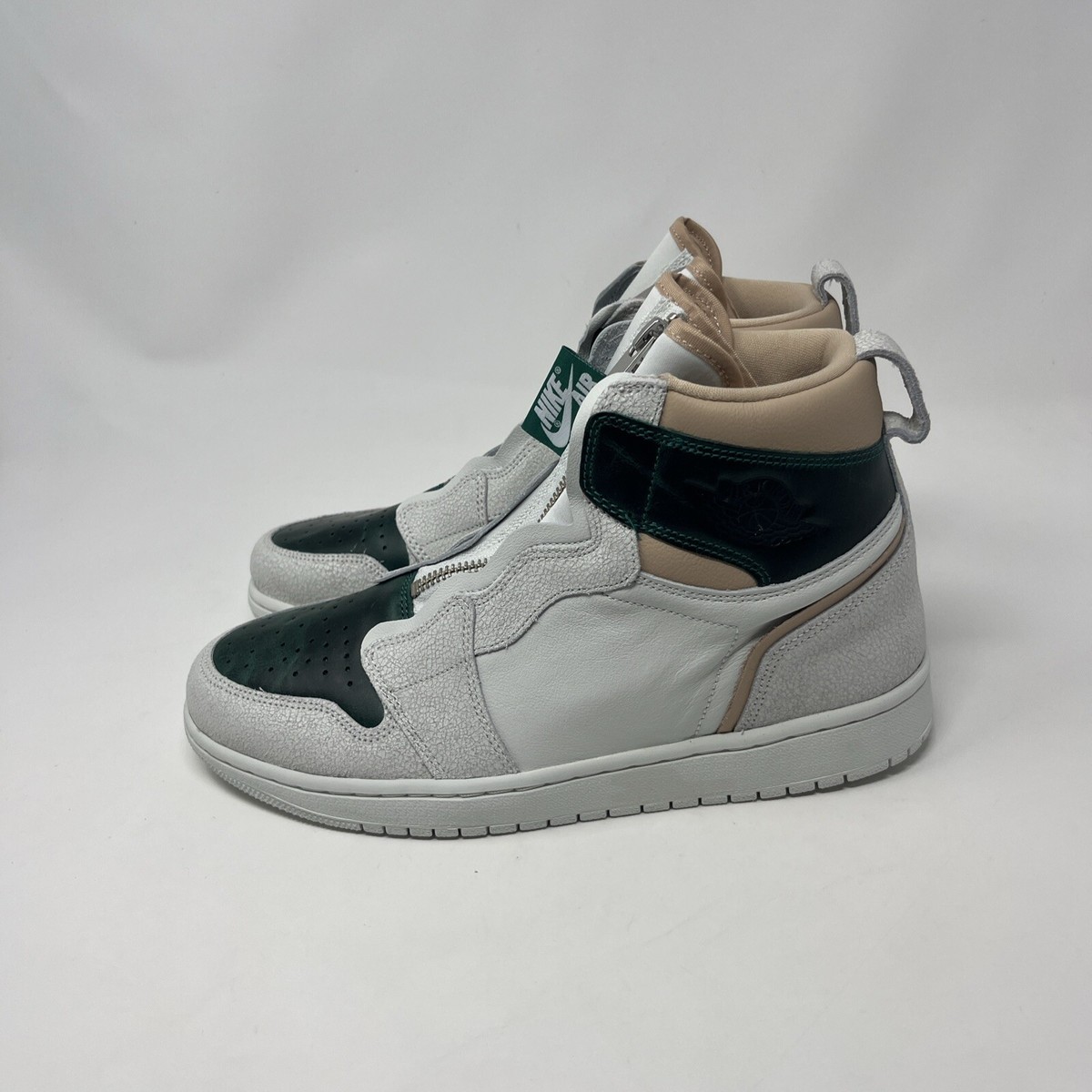 Nike Air Jordan 1 Retro High Zip Shoes - Cream/Green - AQ3742-403