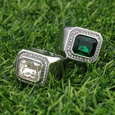 Rock Mens CZ Simulated Onyx Sapphire Stone Ring Stainless Steel Size 7-13 Gift