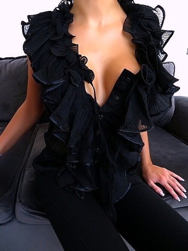 Moni & Co Original Designer Decollete Blouse Black L/XL - Picture 8 of 8