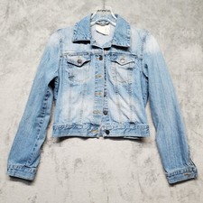 Life In Progress Jacket Womens Small Blue Denim Button Front Crop Jean Jacket