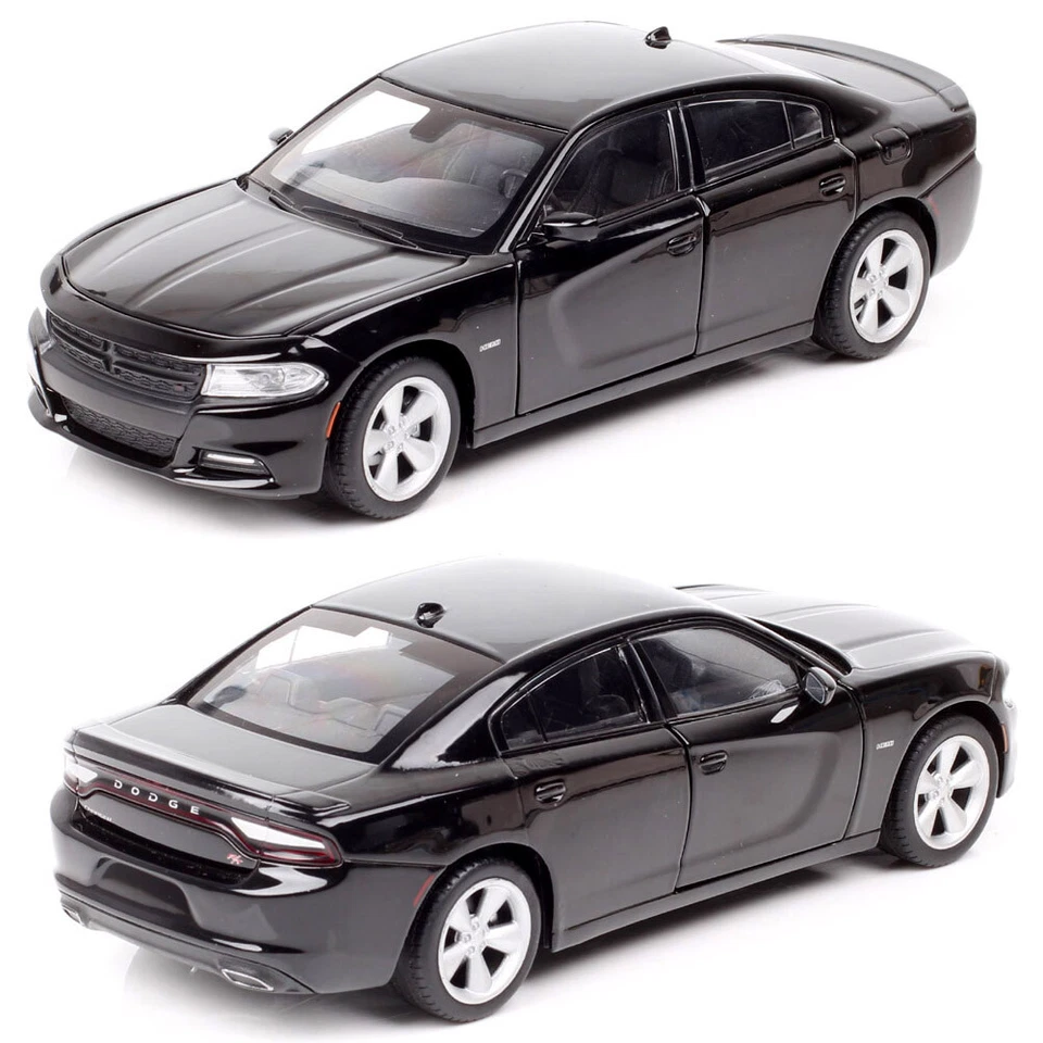 Car Only! 1/24 Scale Welly 2016 Dodge Charger R/T Model Car Diecast Toy Black - Image 3 of 4