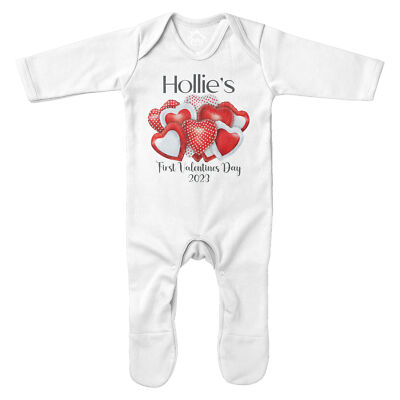 Personalisierter Strampler 1. Valentinstag rote Herzen erster Anzug Tag Baby Babys
