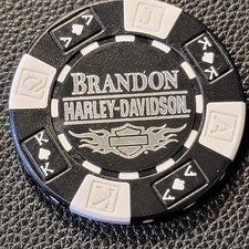 BRANDON HD ~ FLORIDA (Black AKQJ) Harley Davidson Poker Chip CLOSED