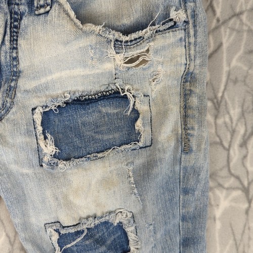 Salvage Jeans Distressed Havoc Herren 29x28 Straight Slim Fit Blau Denim Schnalle - Bild 12 von 16