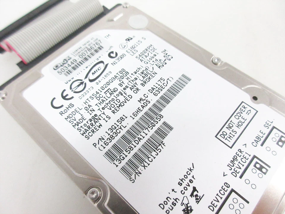HITACHI HTS541020G9AT00 20GB 5.4K IDE 2.5" Hard Disk Drive (HDD) IDE - Image 2 of 4