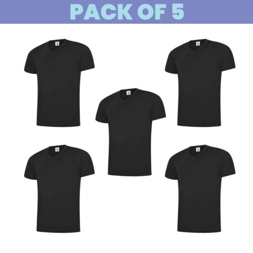 Packs of 5 & 3 Classic V Neck T-shirt Plain Short Sleeve Workwear Unisex UC317 - Picture 11 of 14
