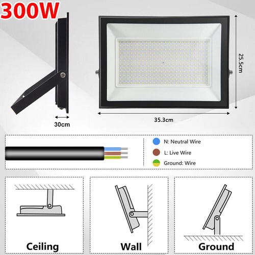 LED Flood Light 10W 20W 30W 50W 70W 100W 200W 300W Outdoor Security Garden Lamp - Picture 39 of 40